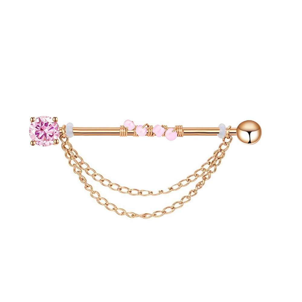 Industrial Barbell Long - Punk-Style Mädchen-Geschenk Kristall-Barbell-Ohrringe Knorpel-Ohrstecker Ohrknochen-Stecker Industrie-Barbell-Ohrring