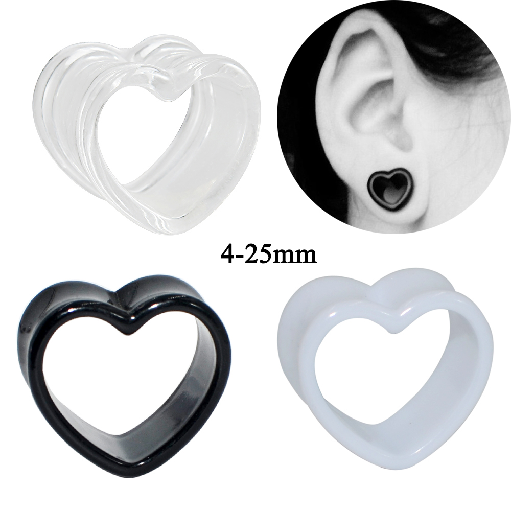 Body Jewelry Ear Gauges - Acryl Liebe Schwarz Weiß Herzförmige Hohl
