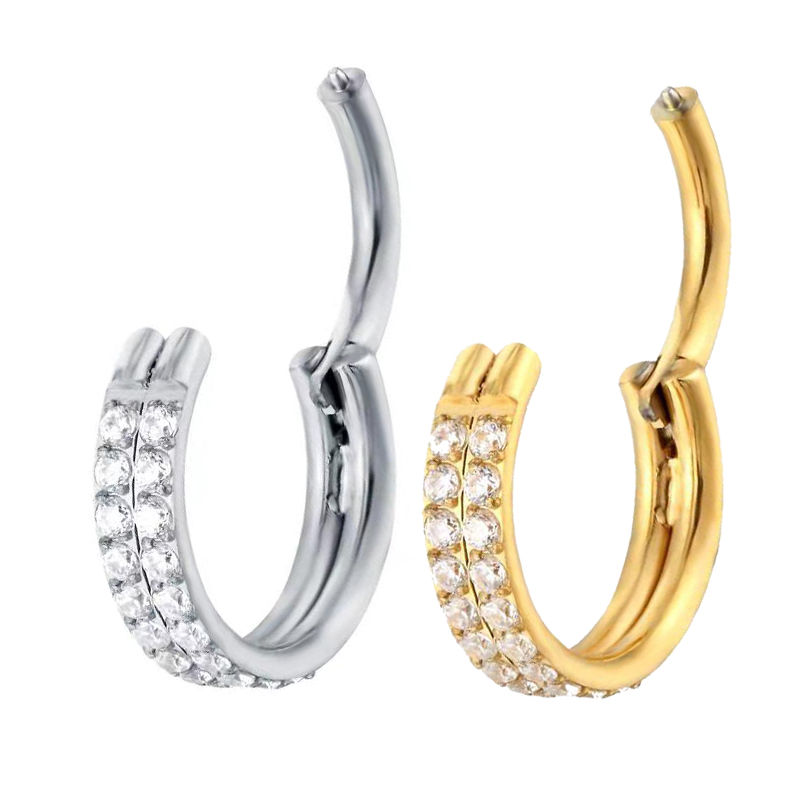 Body Piercing Quality Jewelry - G23 Titan piercing zweireihig Zirkon stein