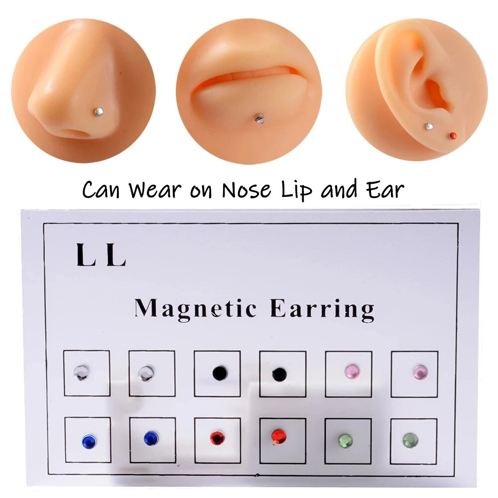 Body Jewelry Cartilage Earrings - 12PCS/Karte Gefälschte Cheater Nicht Durchbohrten Magnet