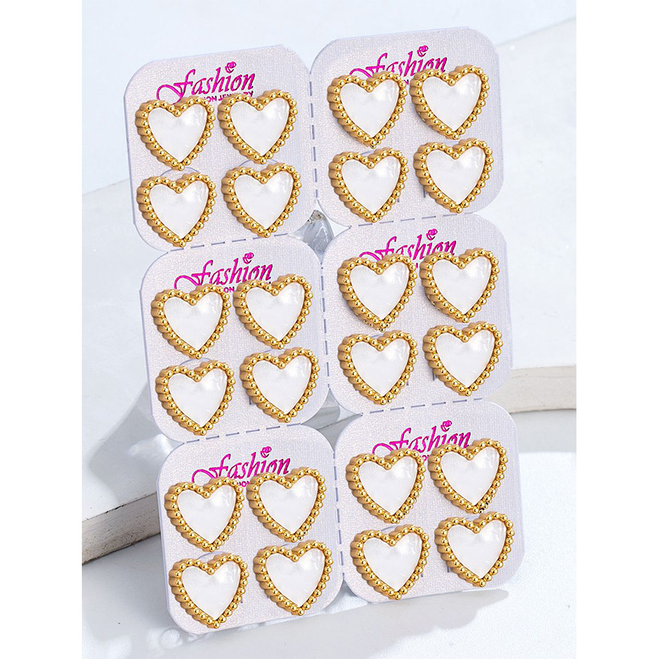 Body Jewelry Hypoallergenic - 12 Paar Herz-Ohrstecker für Damen, goldfarbener
