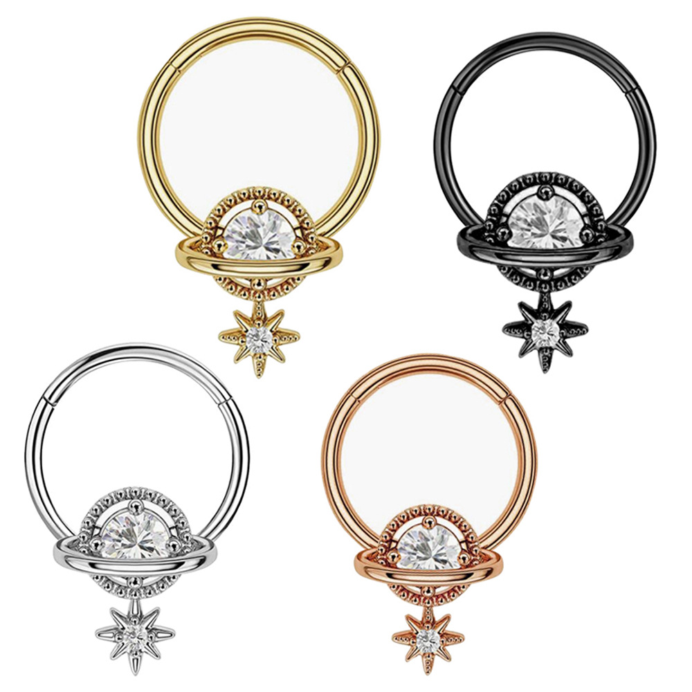 Body Jewelry Cartilage Earrings - Septum-Ringe Planeten-Schmuck Chirurgenstahl Daith-Piercing-Schmuck CZ Klappbare