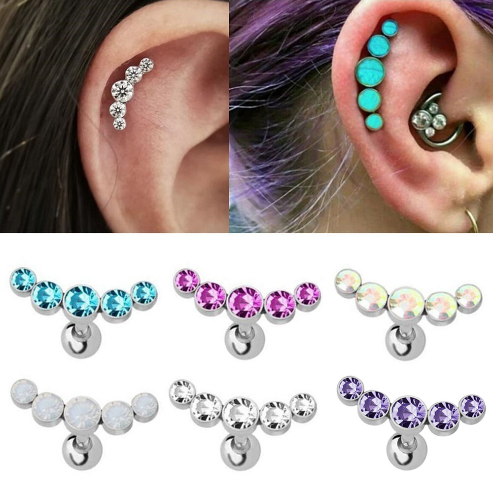 Body Jewelry Cartilage Earrings - 1 Stück Modischer 16G Kristall-Edelstein Opal