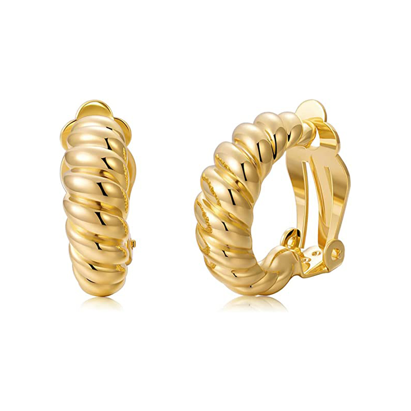 Body Jewelry Hypoallergenic - Edelstahl Croissant klobig Gold Creolen an