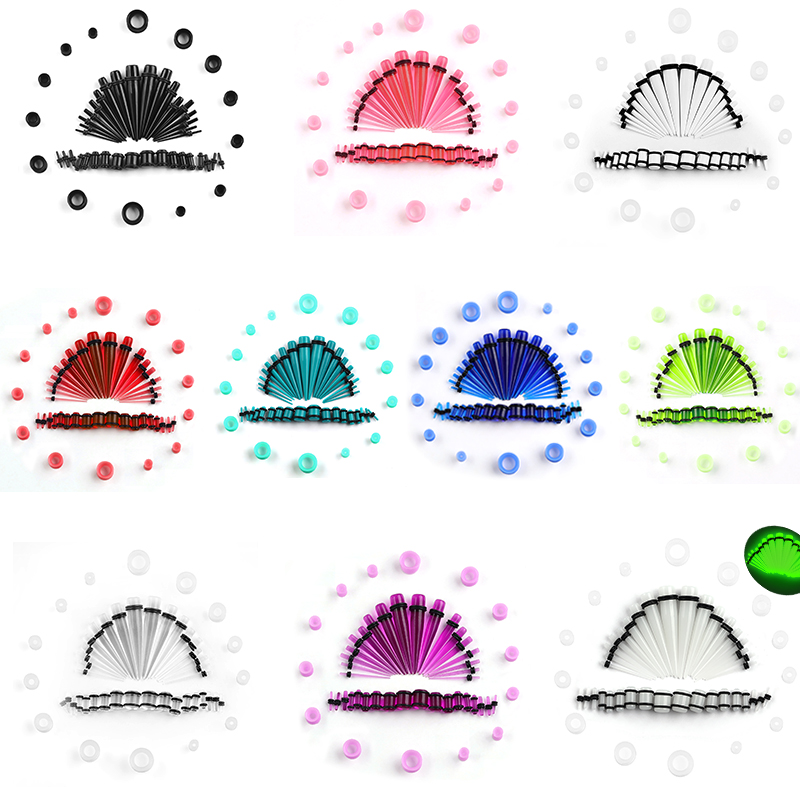 Body Jewelry Ear Gauges - 50-teiliges Acryl-Ohrmessgerät-Set mit Spikes – kegelförmige