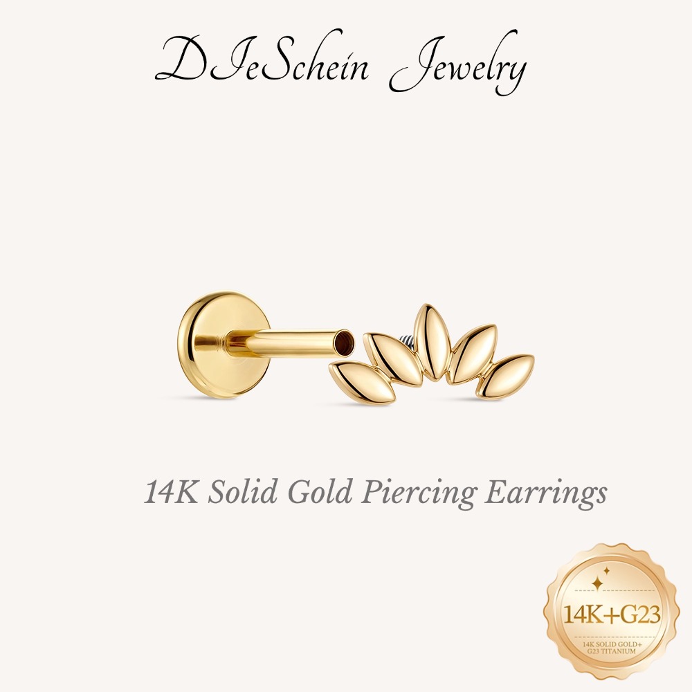 Body Jewelry Hypoallergenic - DIeSchein 14K Massivgold Ohrstecker Echtes Nickelfreies