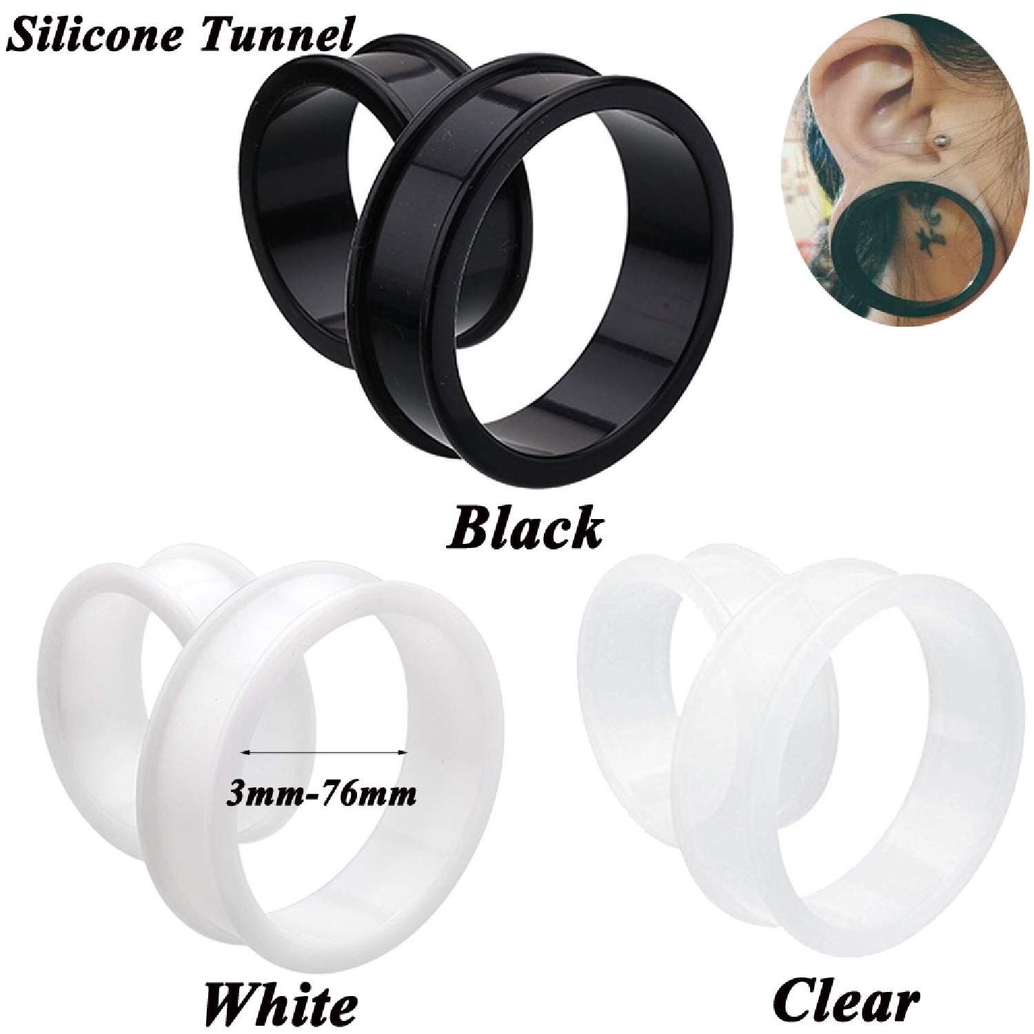 Body Jewelry Ear Gauges - 2pcs Supersize Flexible Silikon Doppel Flared