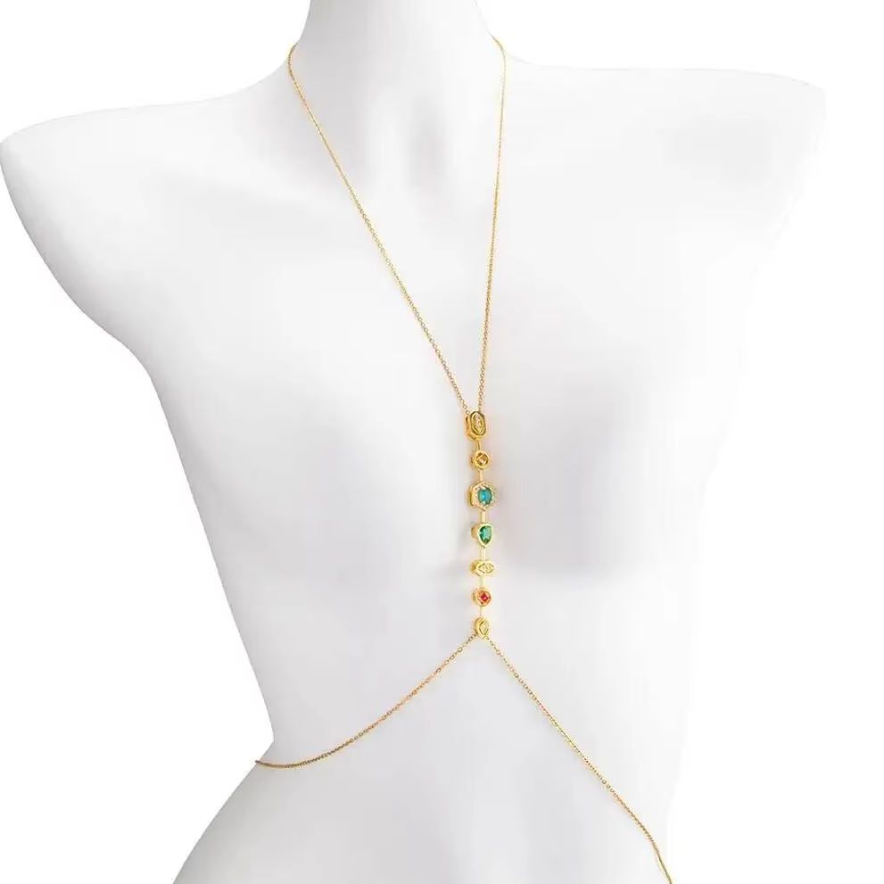Body Jewelry Waist Chains - PuRui Exquisite Bunte Zirkon-Edelstahl-Brustkette Taillenkette Damen