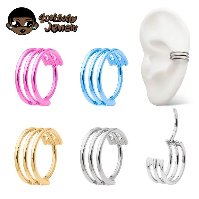 Body Piercing Quality Jewelry - G23 Titan Dreischichtiger Hohlscharnier Nasenring 16G