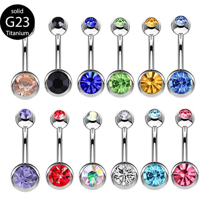 Body Piercing Quality Jewelry - G23 Titan Doppel Juwel bauchnabel ringe