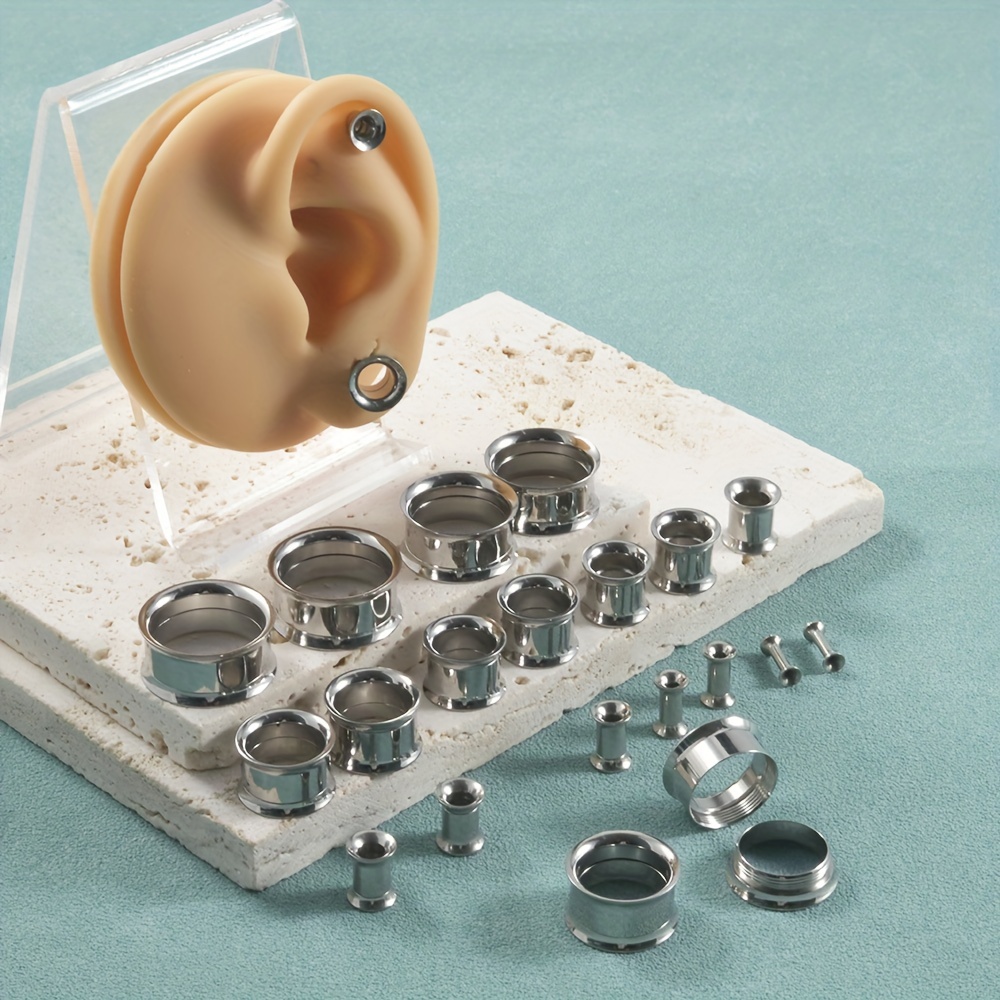 Body Jewelry Ear Gauges - 1 Paar/12 Paar Set Edelstahl-Ohrstöpsel mit