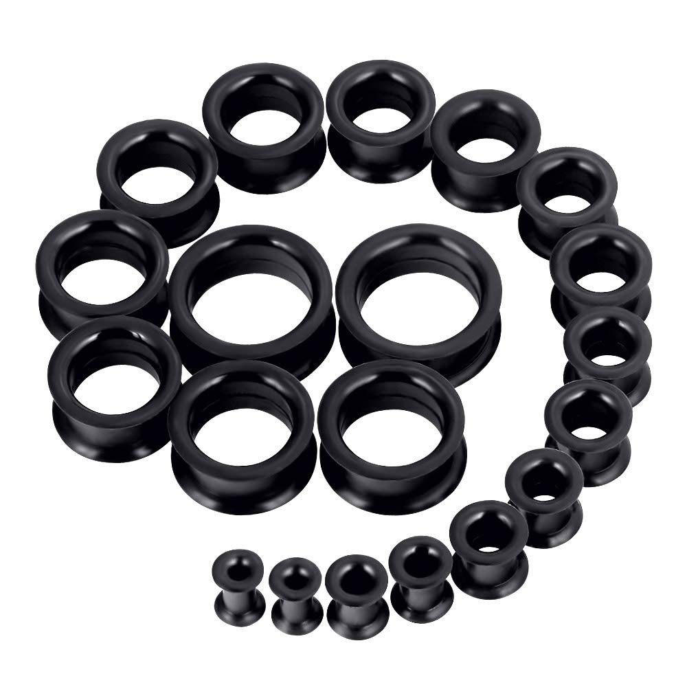 Body Jewelry Ear Gauges - Paar Supersize Flexible schwarze Farbe Silikon