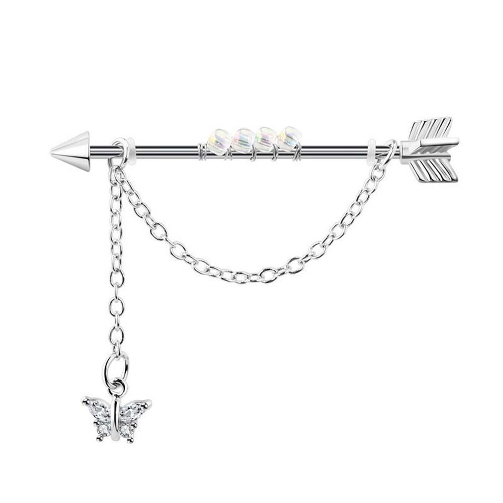 Industrial Barbell Long - Piercing im Punk-Stil mit Herzanhänger, Party-Schmuck,