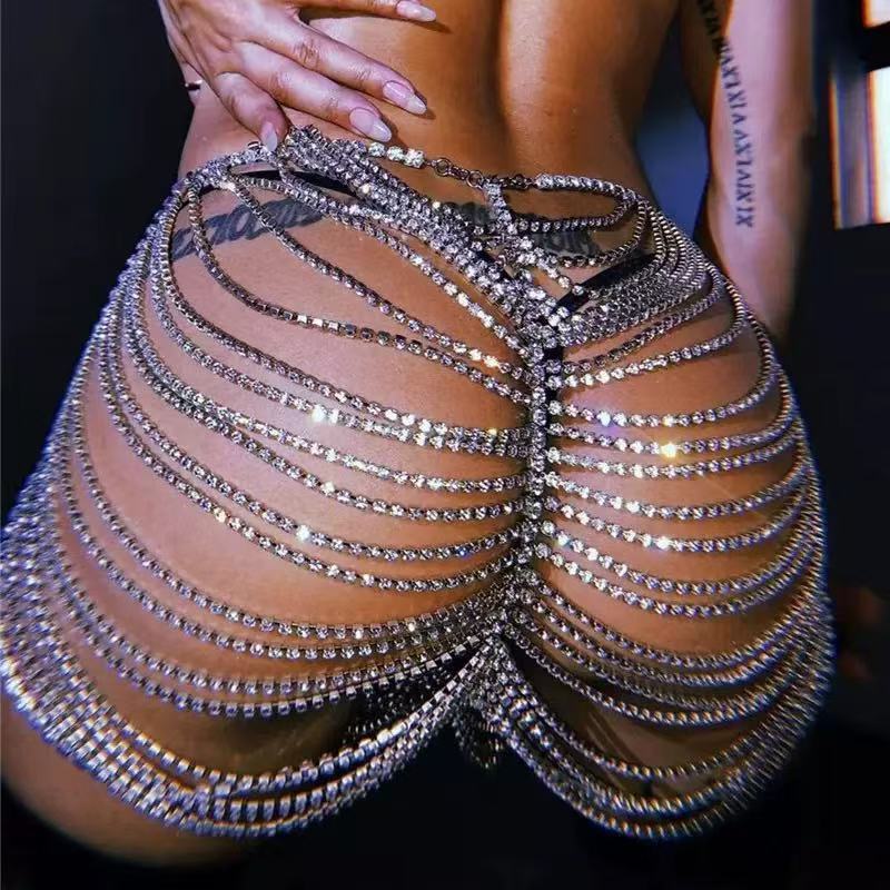 Body Jewelry Rhinestone - 1pcSexy Modische Strass Butt Rock Kette