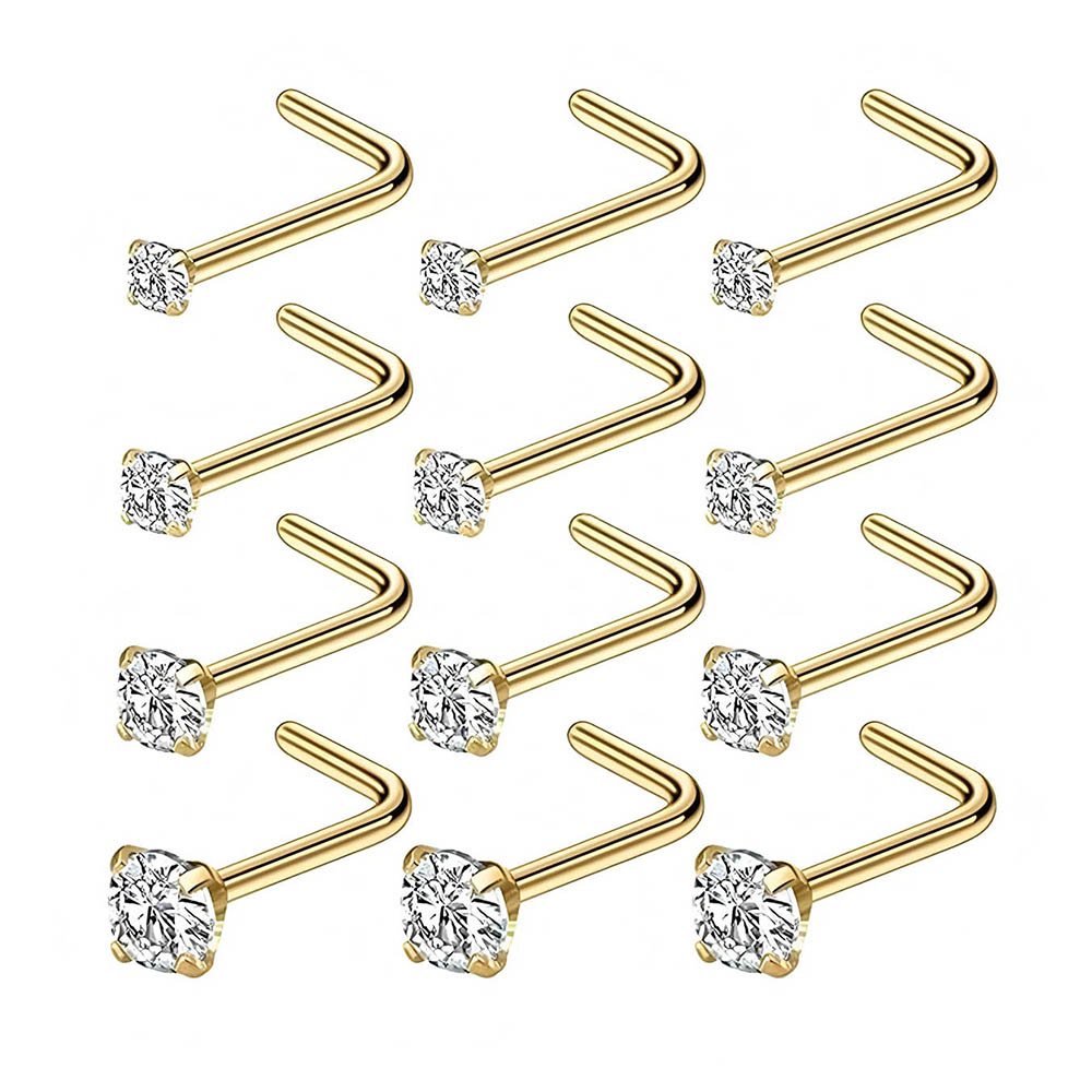 Body Jewelry Hypoallergenic - 12-teiliges komplettes Set 316L hypoallergene L-förmige