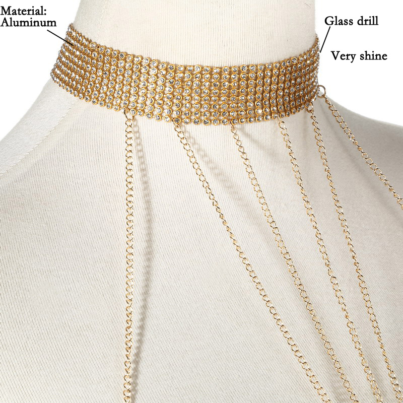 Gold Farbe Körper Kette Frauen – Body Jewelry Rhinestone Bewertung und Preis