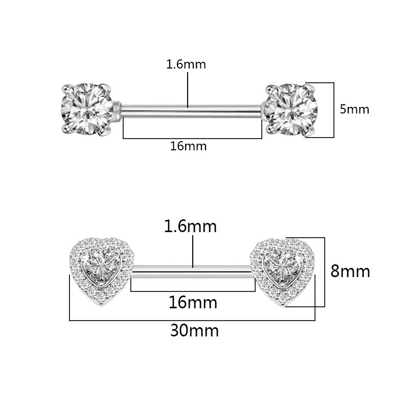 2Pcs Mode Hohe Qualität Zirkon – Body Piercing Quality Jewelry Bewertung und Preis